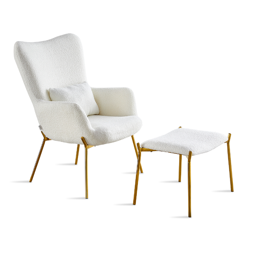 ERINA Lounge Chair with Ottoman White