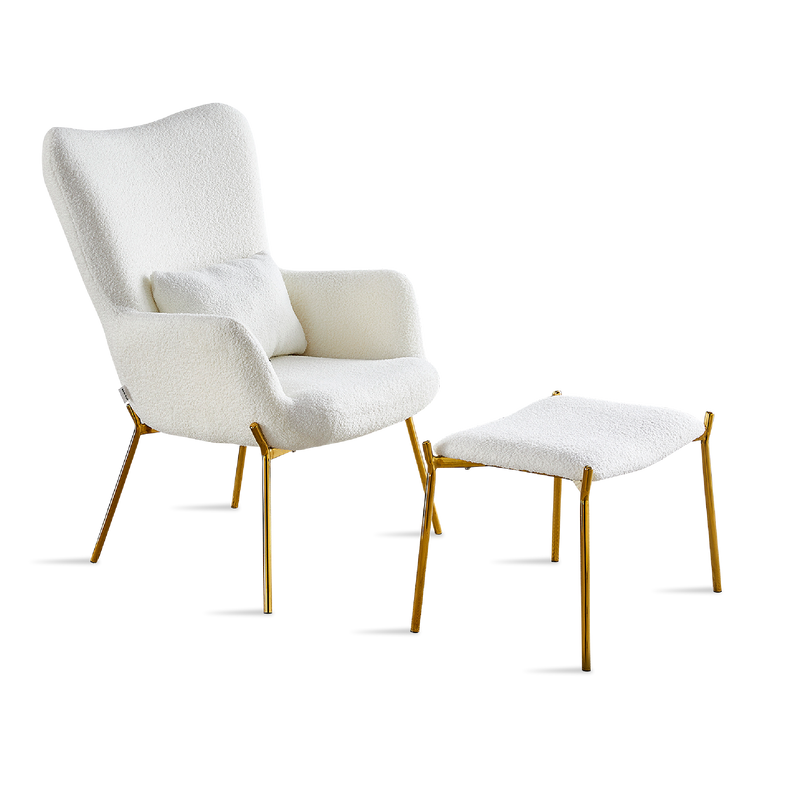 ERINA Lounge Chair with Ottoman White