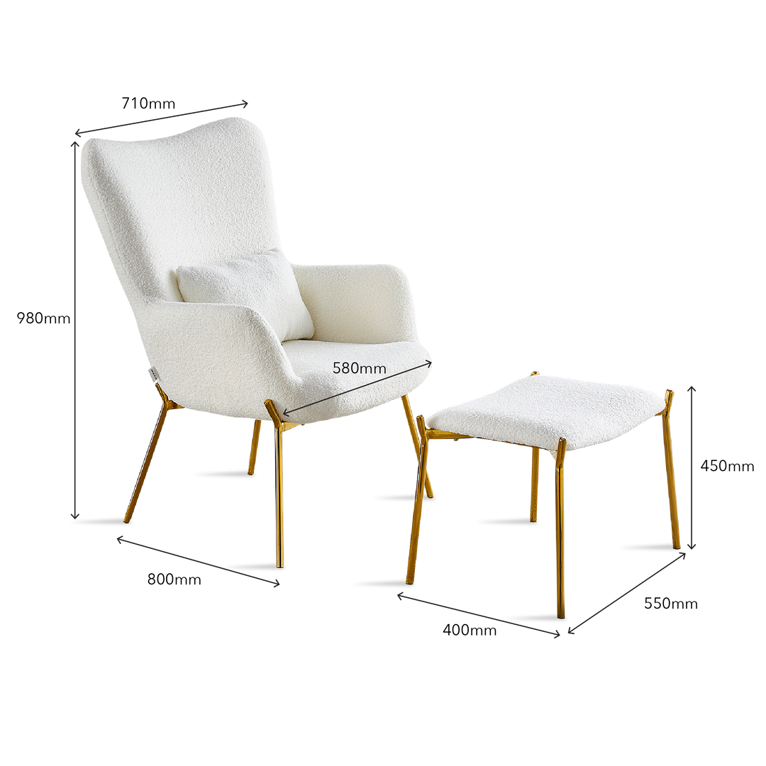 ERINA Lounge Chair with Ottoman White