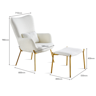 ERINA Lounge Chair with Ottoman White