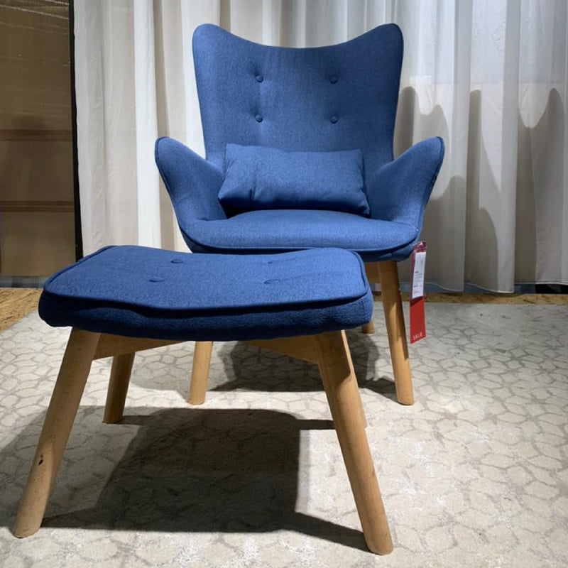 HANA Wing Chair with Stool (Blue)