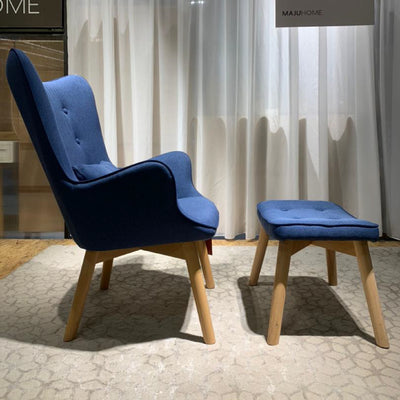 HANA Wing Chair with Stool (Blue)