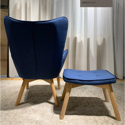 HANA Wing Chair with Stool (Blue)