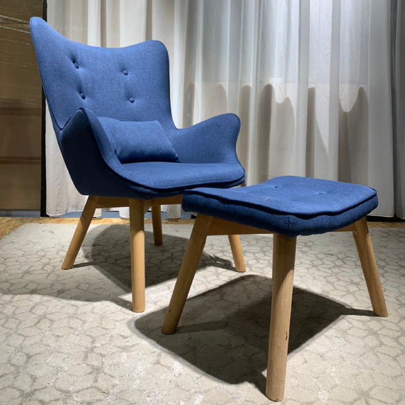 HANA Wing Chair with Stool (Blue)