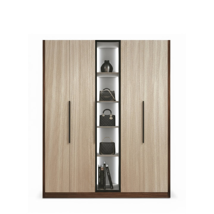 EDOX 4 Door with Middle Glass Panel Wardrobe