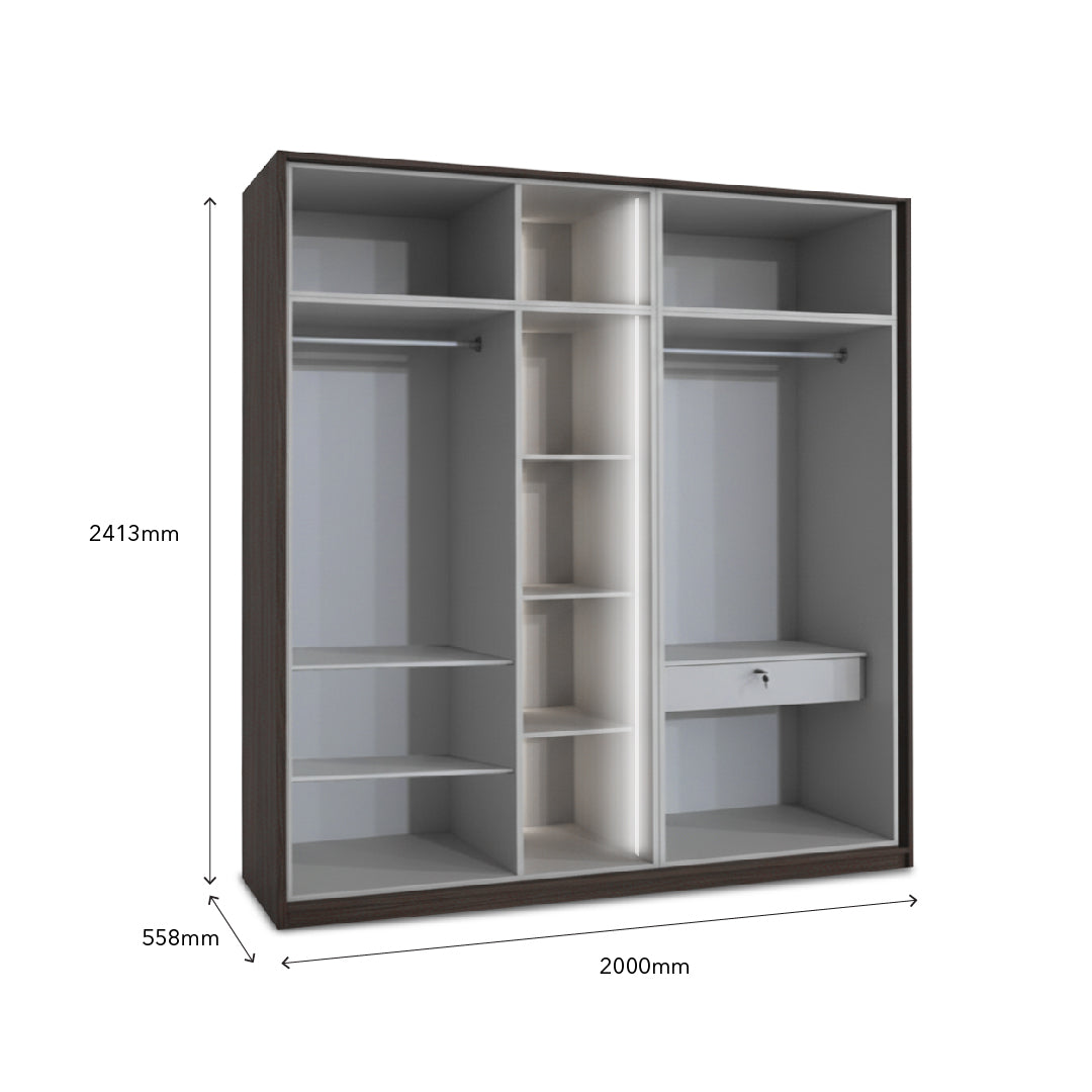 EDOX 4 Door with Middle Glass Panel Wardrobe