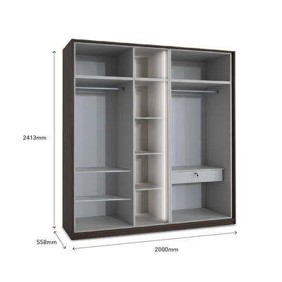 EDOX 4 Door with Middle Glass Panel Wardrobe