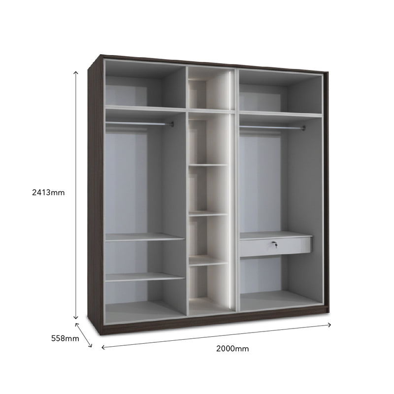 EDOX 4 Door with Middle Glass Panel Wardrobe