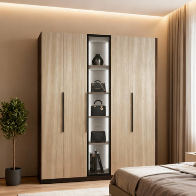 EDOX 4 Door with Middle Glass Panel Wardrobe