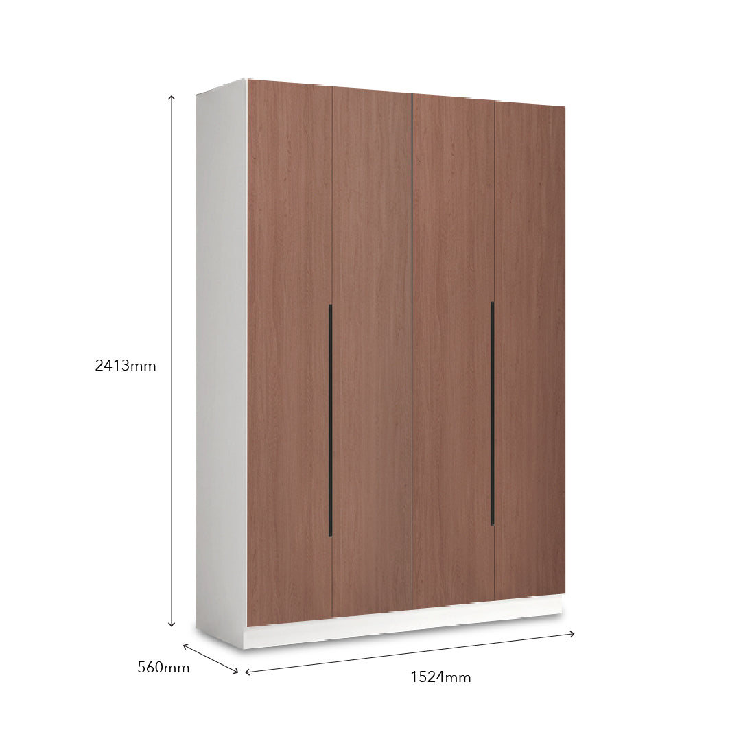 EDOX Dark Teak Wood 4 Door Wardrobe