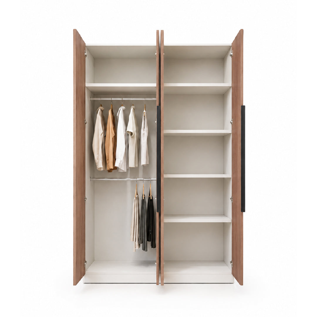 EDOX II Dark Teak Wood 4 Door Wardrobe