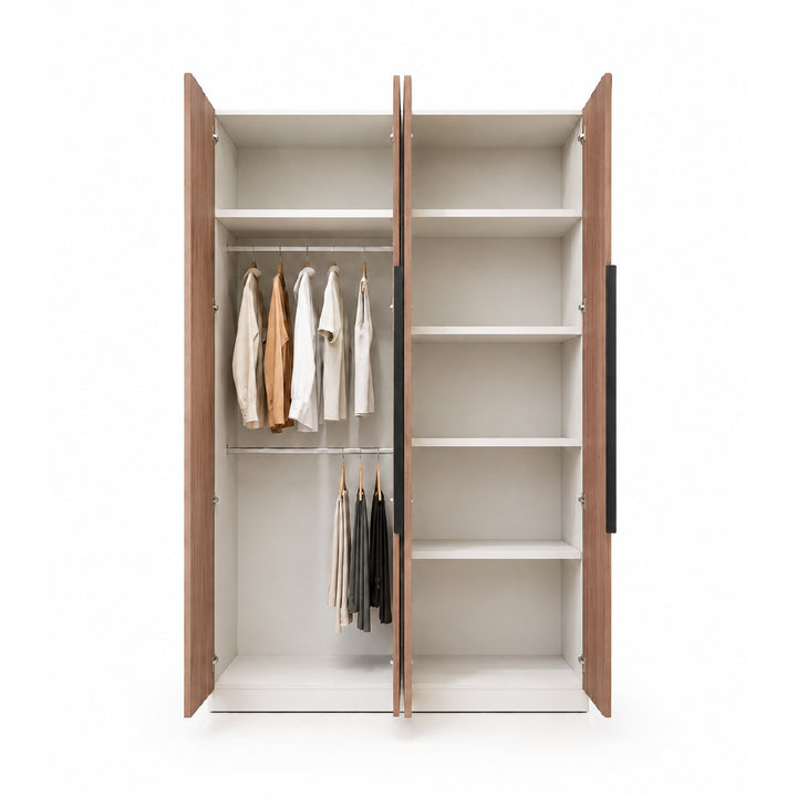 EDOX II Dark Teak Wood 4 Door Wardrobe