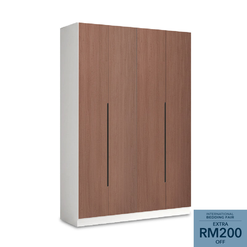 EDOX Dark Teak Wood 4 Door Wardrobe