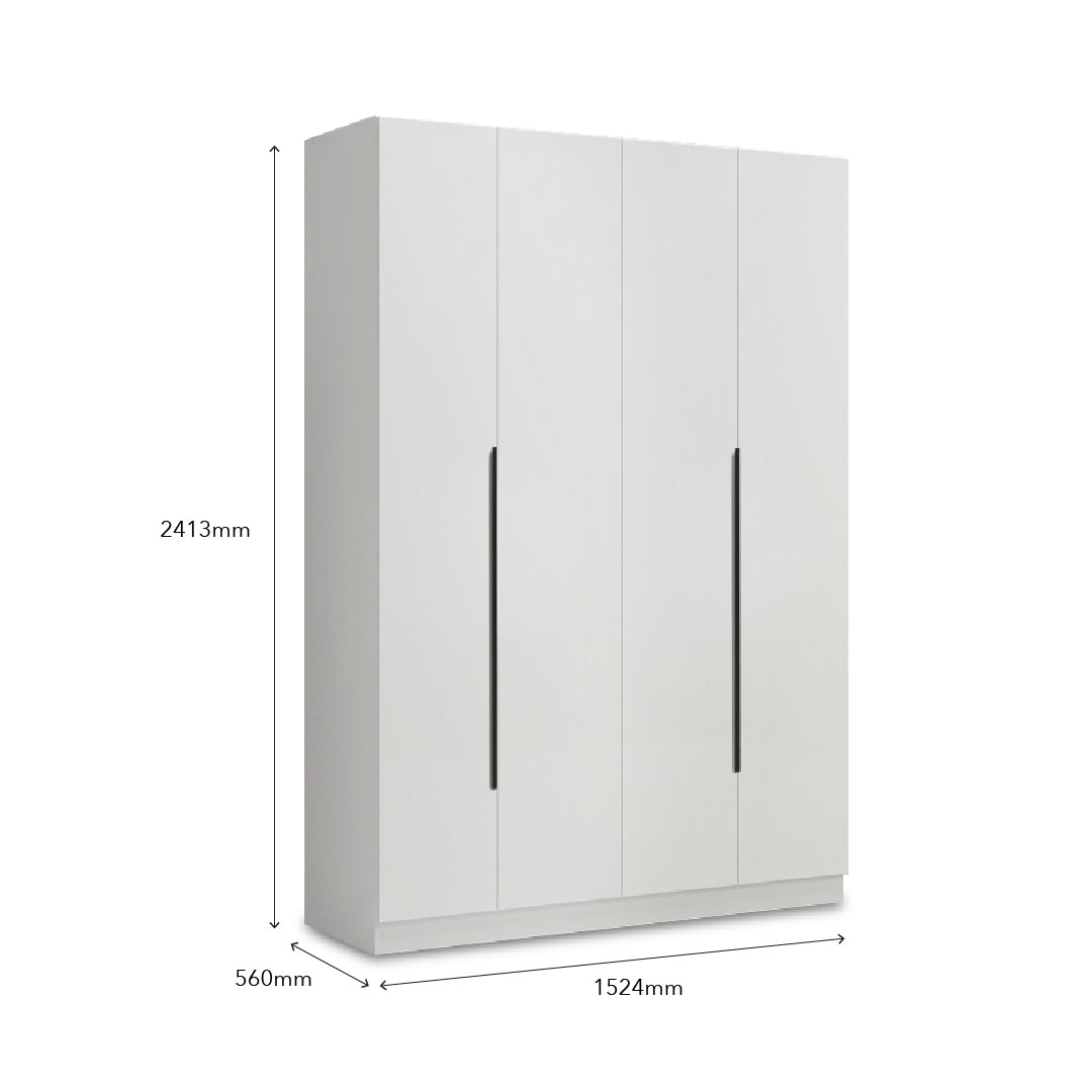 EDOX White High Gloss 4 Door Wardrobe