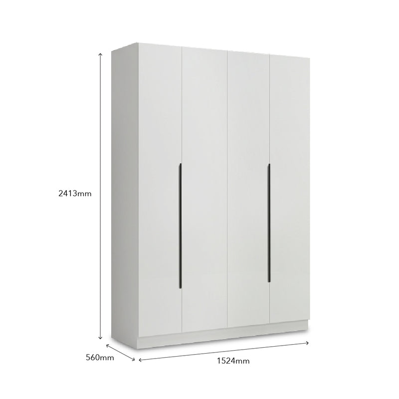 EDOX White High Gloss 4 Door Wardrobe