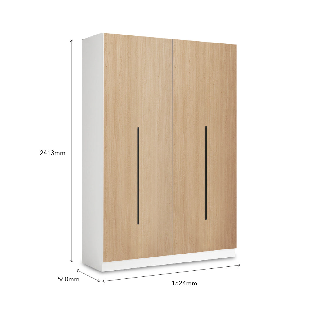 EDOX Teak Wood 4 Door Wardrobe
