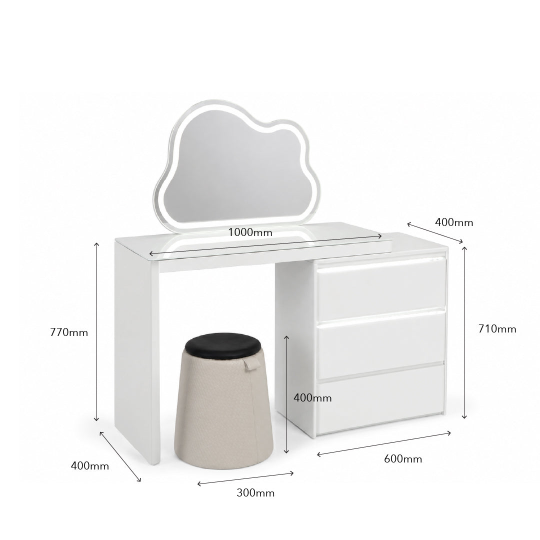 EFLORA Sensor LED Extendable Dresser with Stool