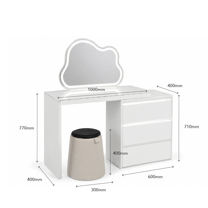 EFLORA Sensor LED Extendable Dresser with Stool