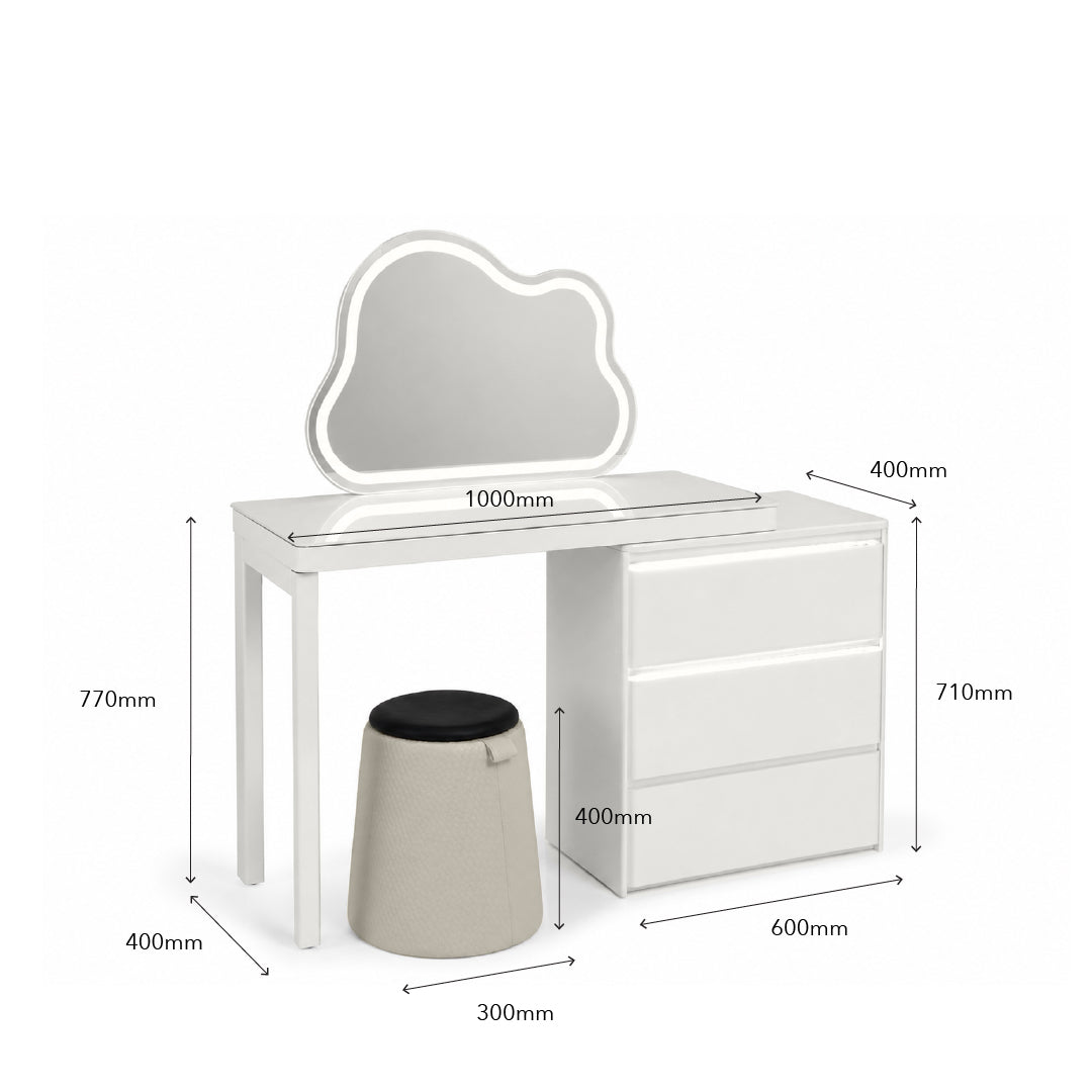 EFLORA Sensor LED Extendable Dresser with Stool