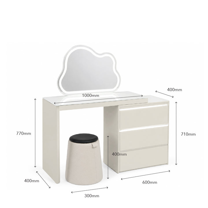 EFLORA Sensor LED Extendable Dresser with Stool