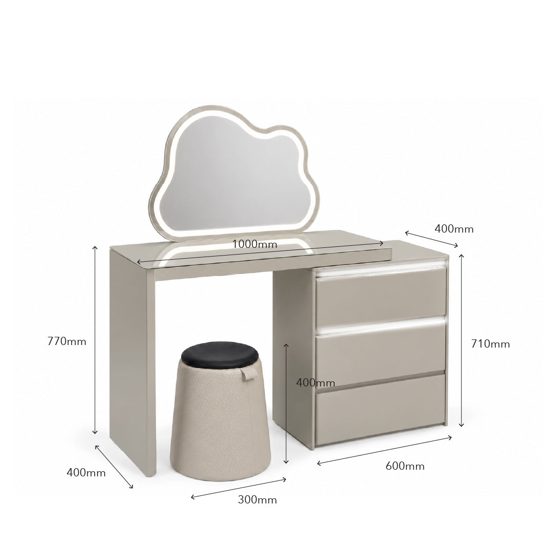 EFLORA Sensor LED Extendable Dresser with Stool