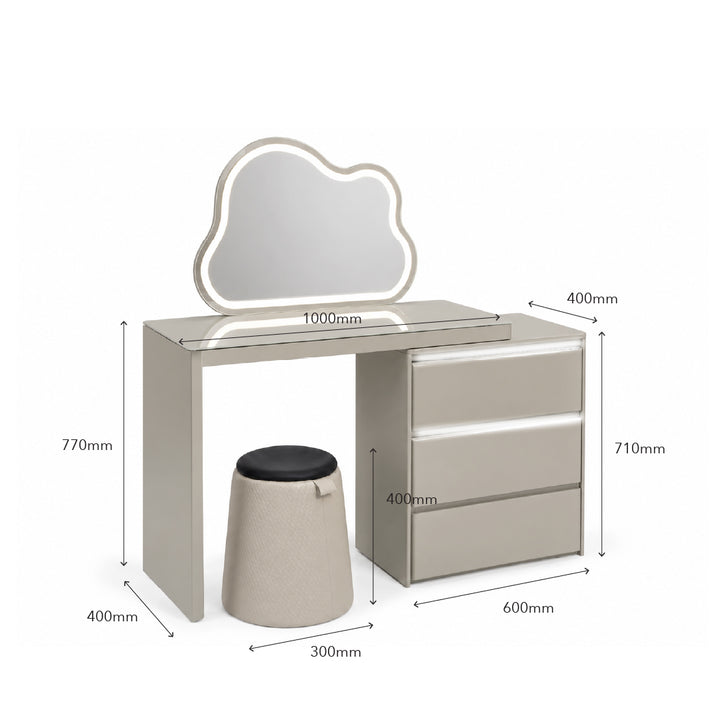 EFLORA Sensor LED Extendable Dresser with Stool