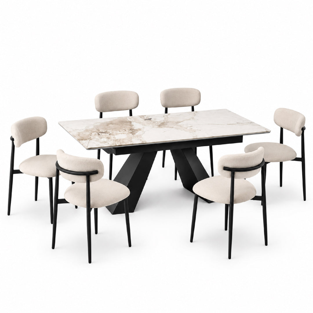 ETHAN Extendable Dining Set Beige