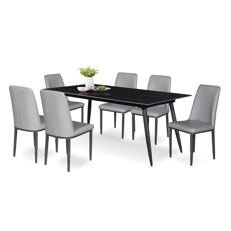 FIANNO II Black Ceramic Dining Set