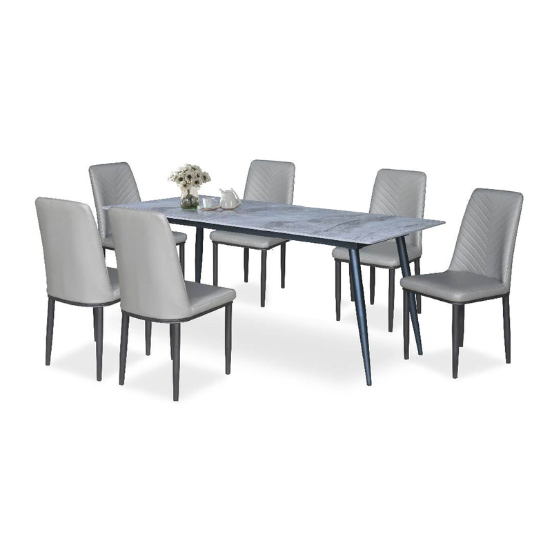 FIANNO II Italian Grey Ceramic Dining Set