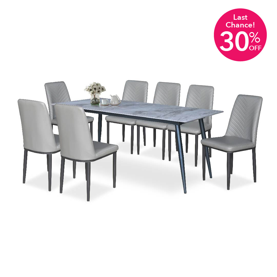 FIANNO II Italian Grey Ceramic Dining Set