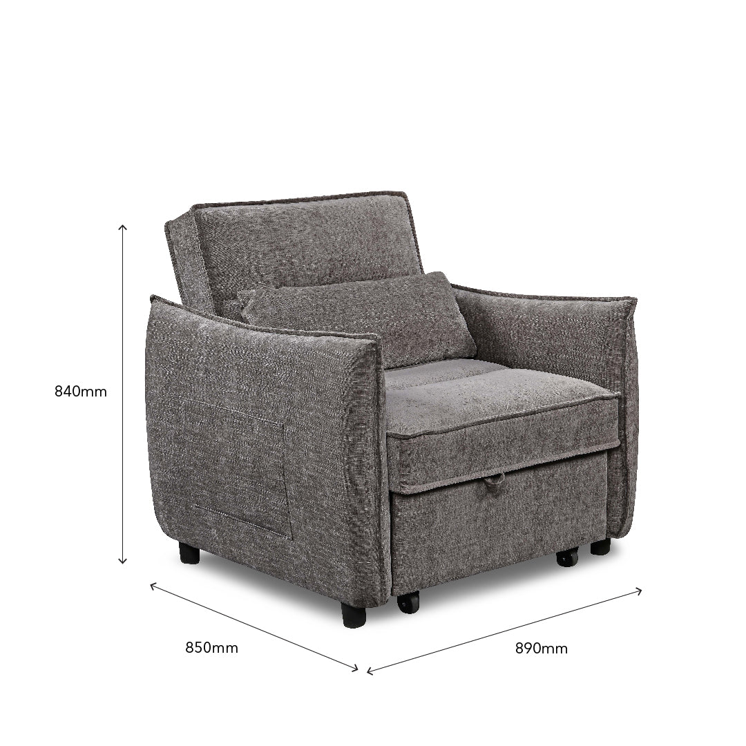 FIORI 1 Seater Sofa Bed Dark Grey