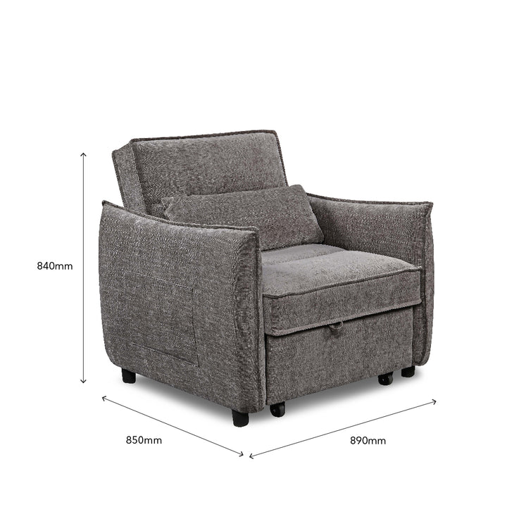 FIORI 1 Seater Sofa Bed Dark Grey