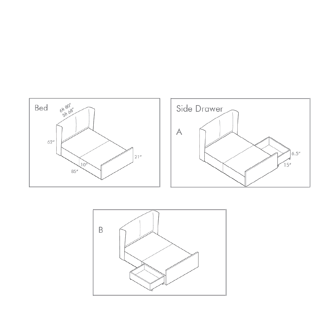STANDISH Bed with Side Drawer
