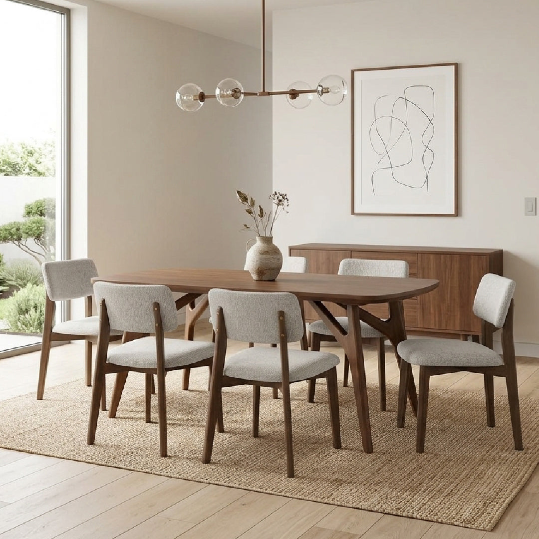 FINNLEY Wood Dining Set Light Beige