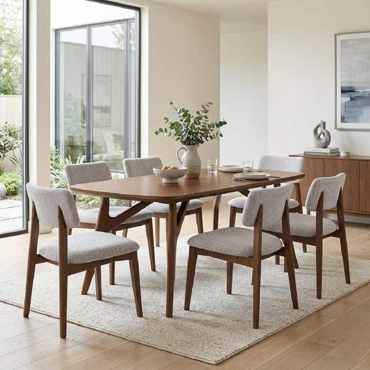 FINNLEY Wood Dining Set Light Grey