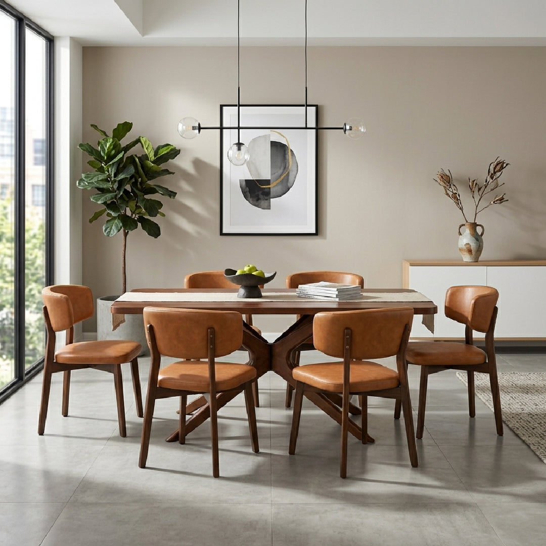 FINNICK Wood Dining Set Light Brown