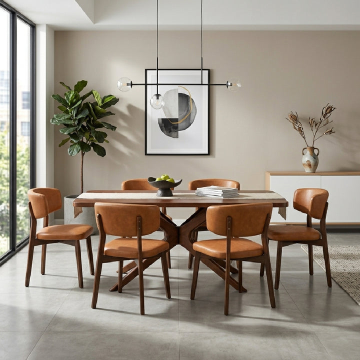 FINNICK Wood Dining Set Light Brown