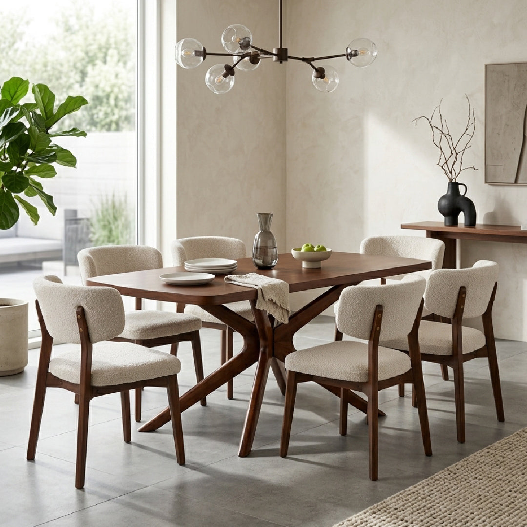 FINNICK Wood Dining Set Light Beige