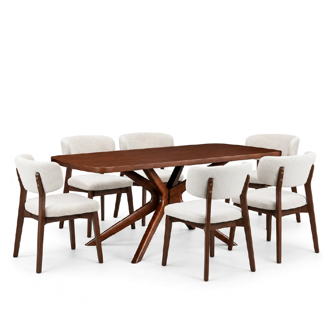 FINNICK Wood Dining Set Light Beige
