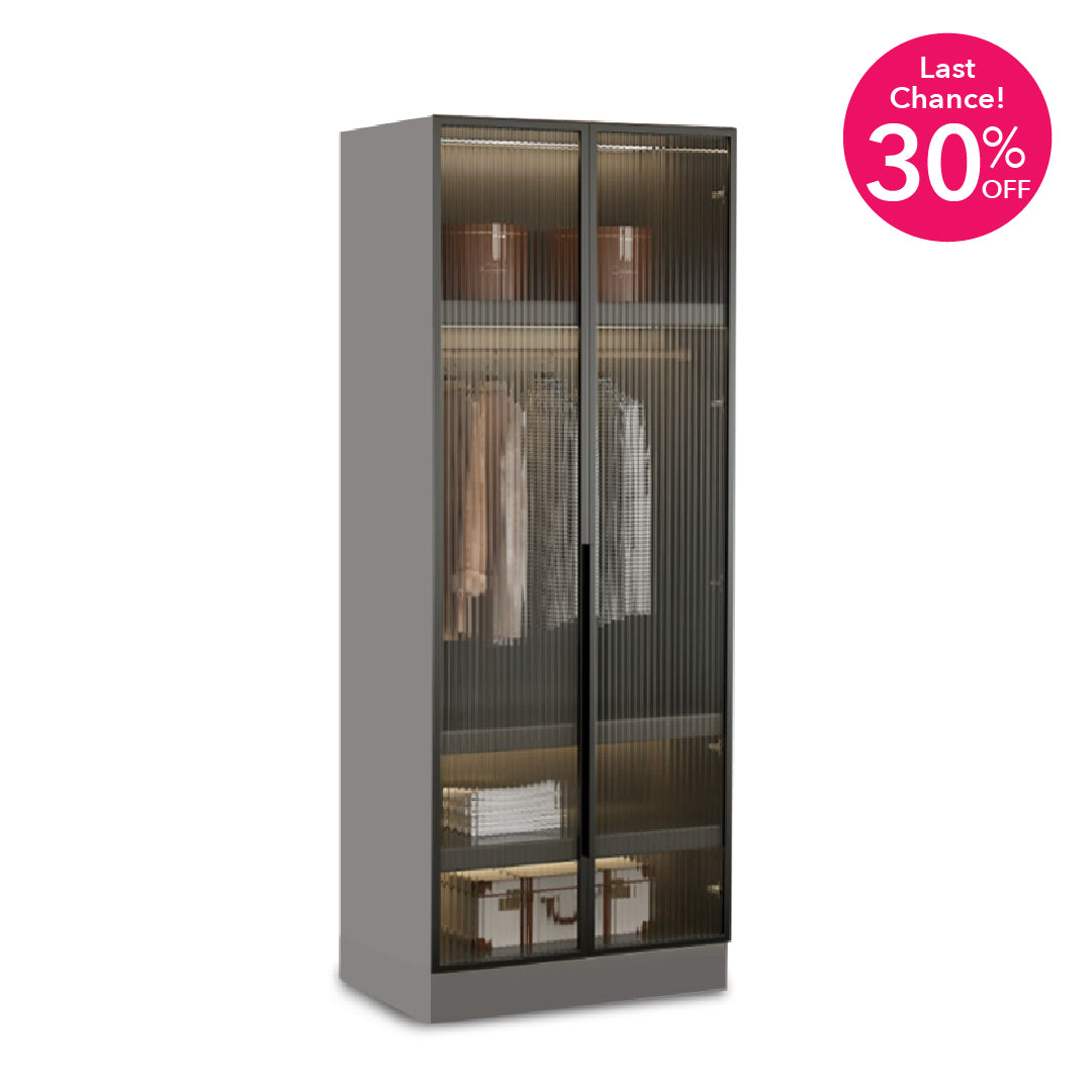 QUINN Grey Modular Fluted Wardrobe