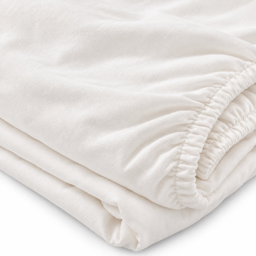 FUNBIES Cottia Cotton Fitted Sheet Cream White