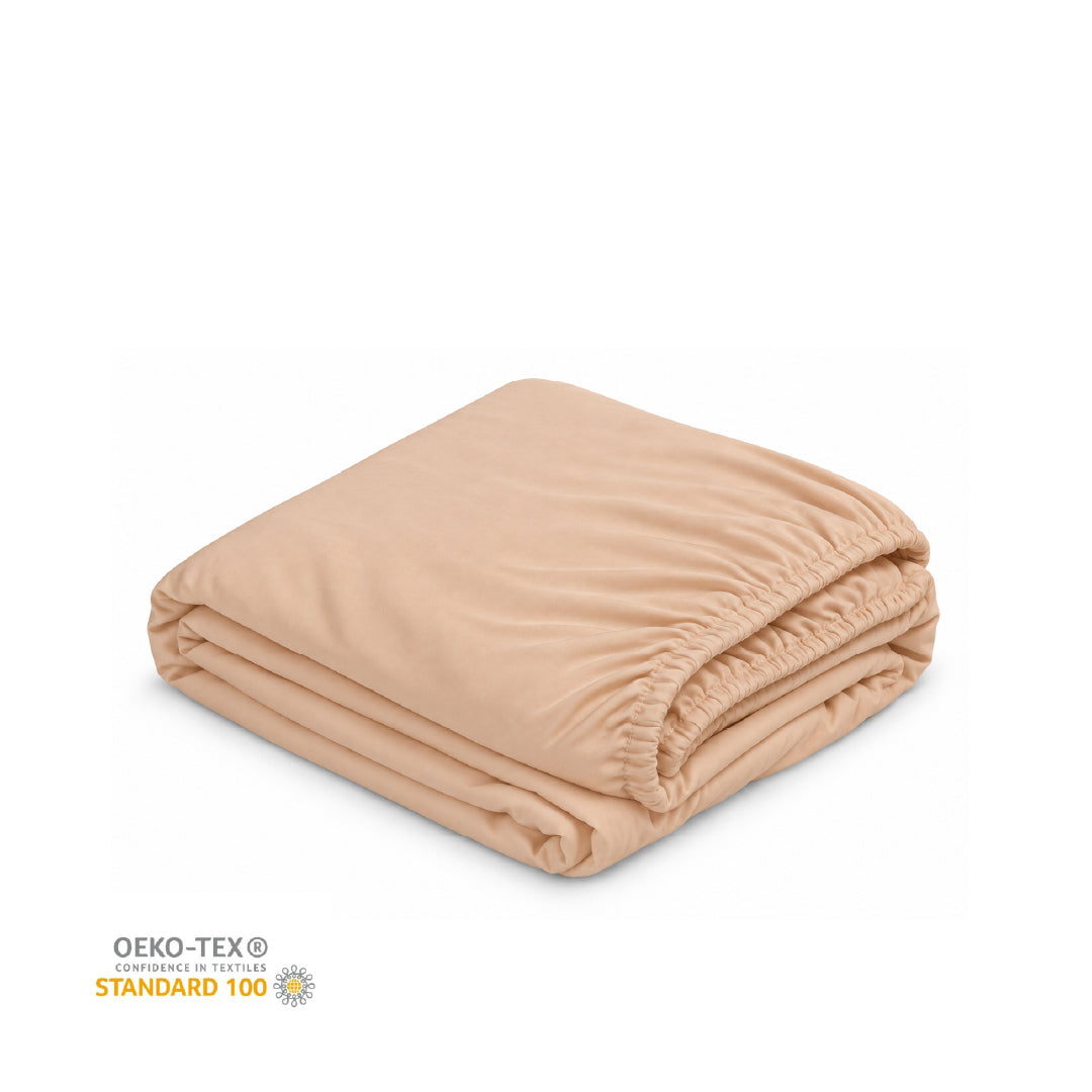 FUNBIES Cottia Cotton Fitted Sheet Light Brown