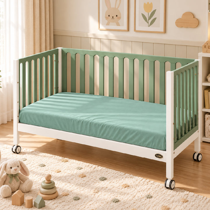 FUNBIES Cottia Cotton Fitted Sheet Ash Green