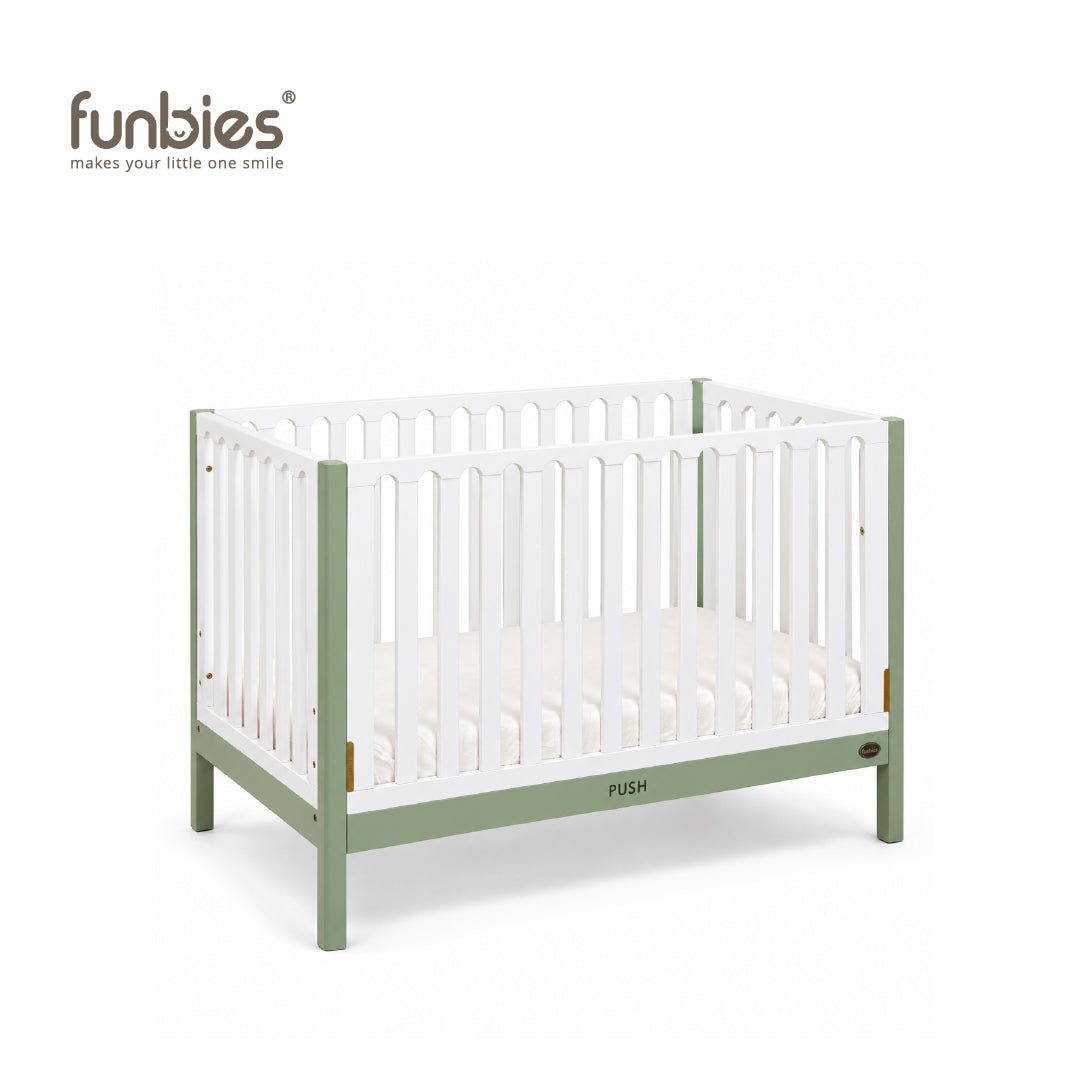 FUNBIES Jordon Baby Cot Set with Bed Guard Baby Cream