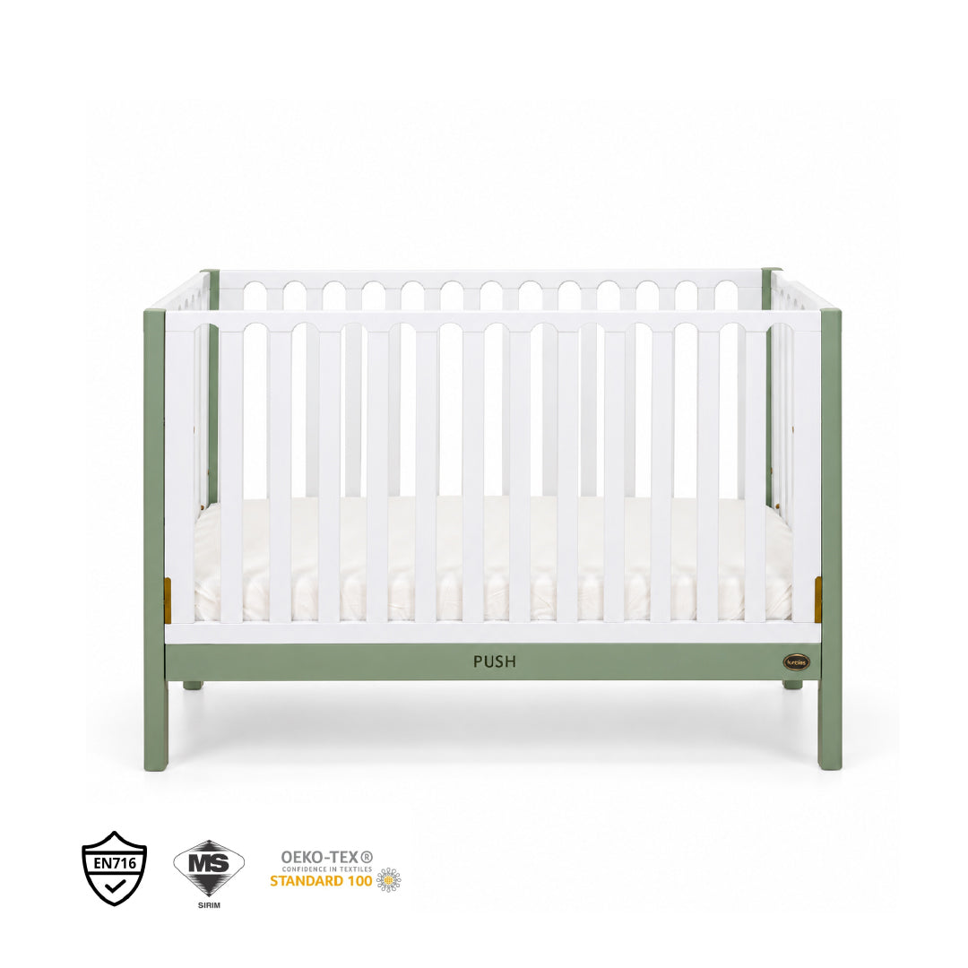 FUNBIES Jordon Baby Cot Set with Bed Guard Baby Cream