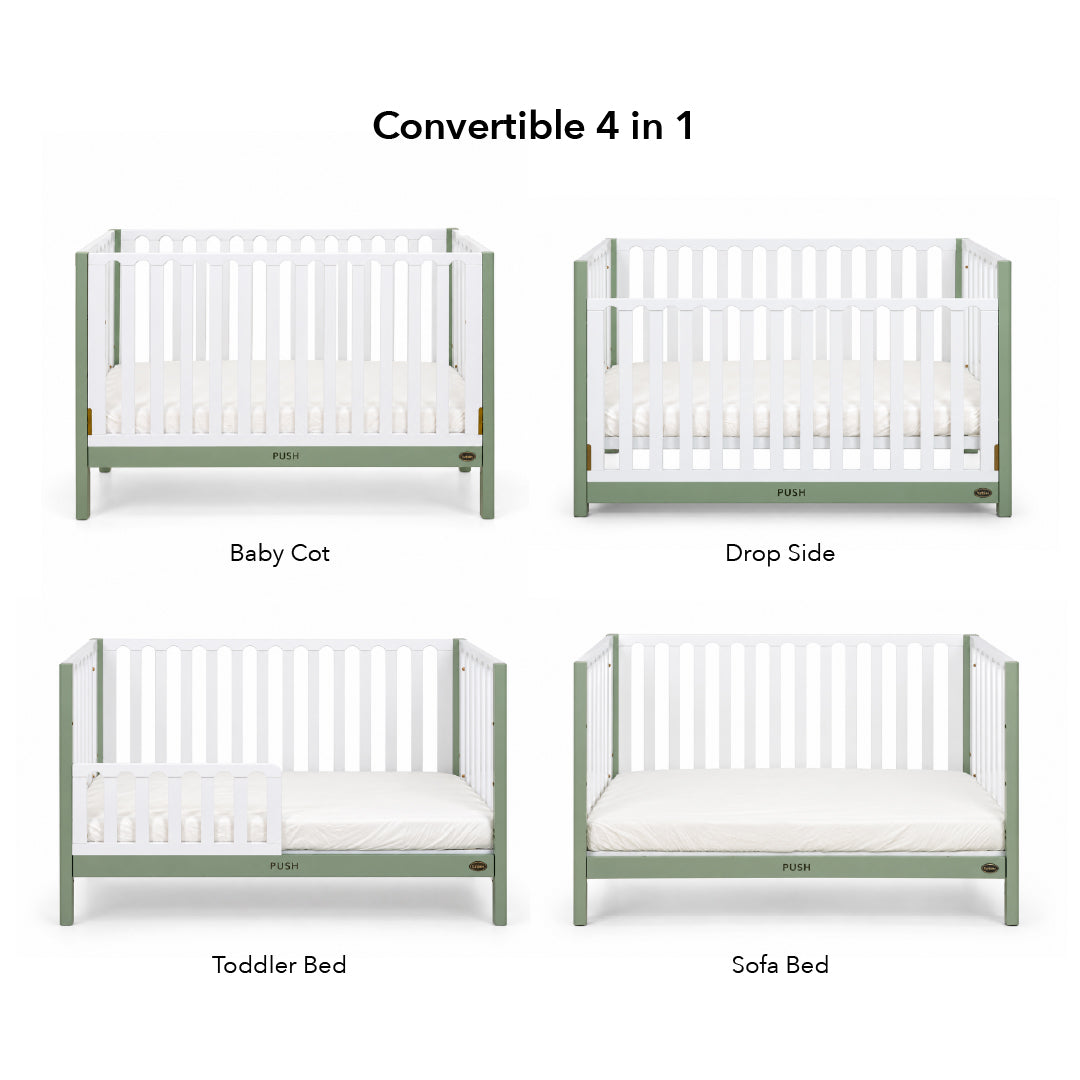 FUNBIES Jordon Baby Cot Set with Bed Guard Baby Cream