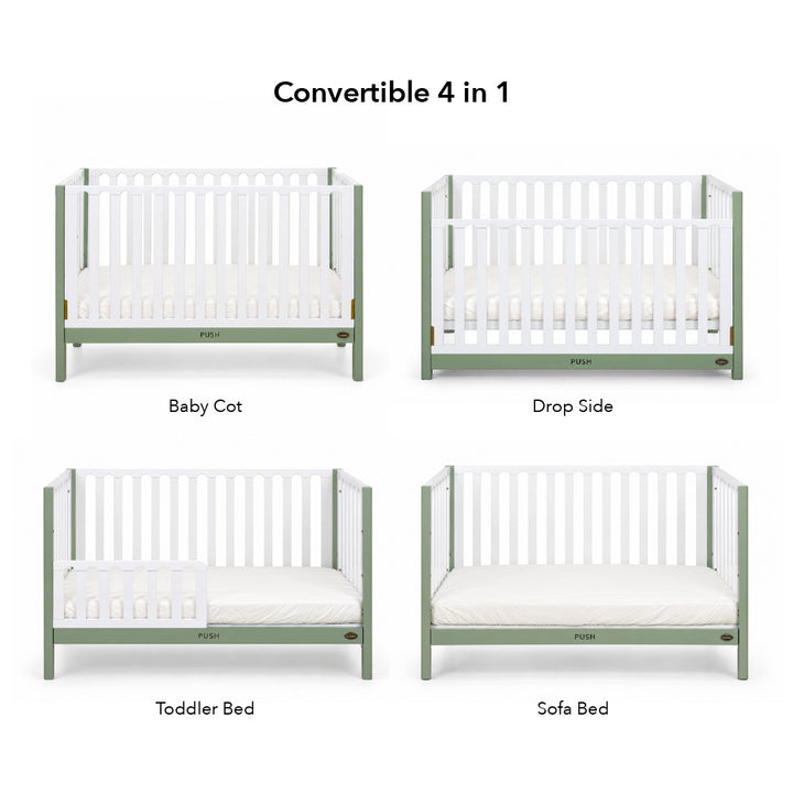 FUNBIES Jordon Baby Cot Set with Bed Guard Baby Cream