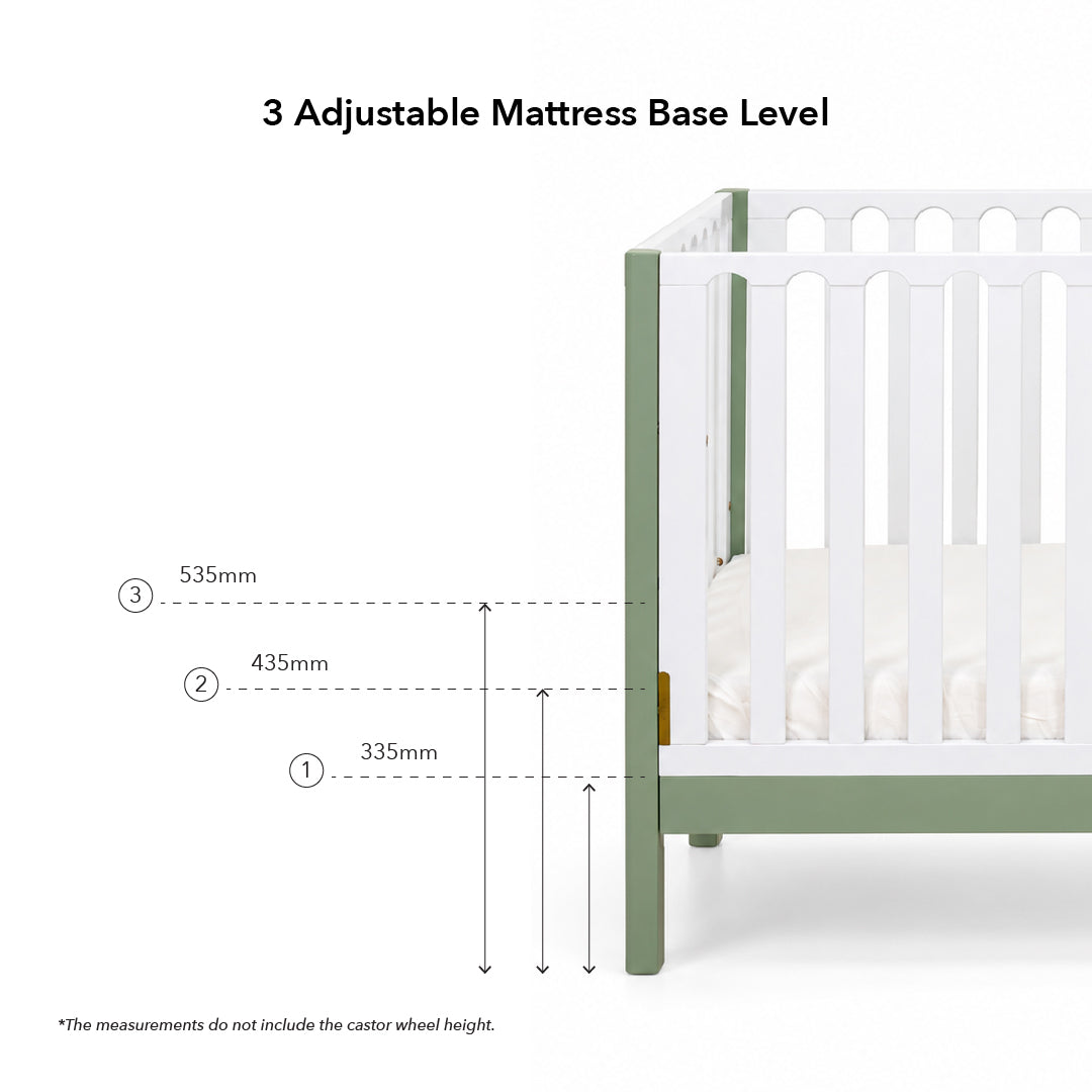 FUNBIES Jordon Baby Cot Set with Bed Guard Baby Cream