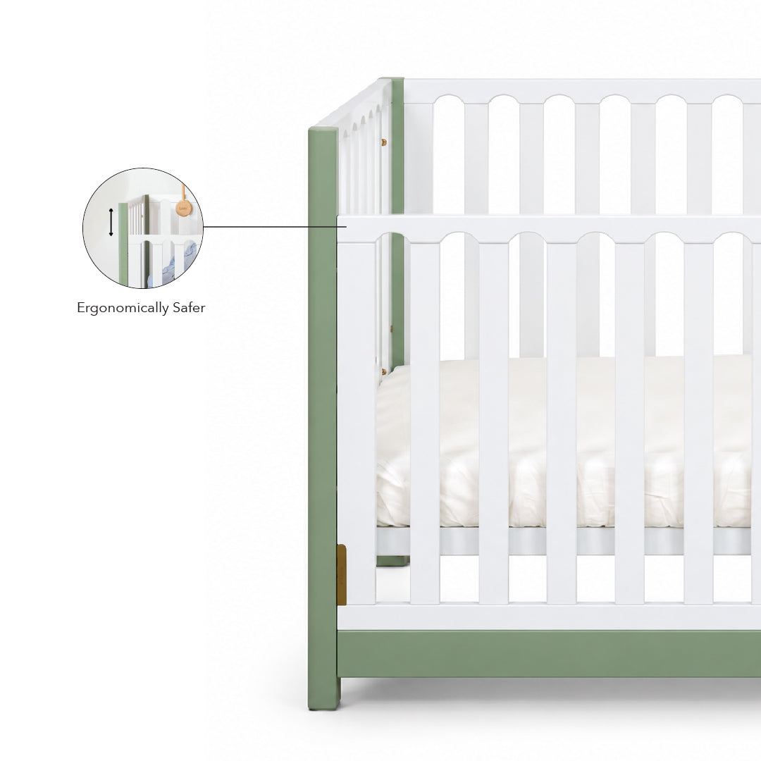 FUNBIES Jordon Baby Cot Set with Bed Guard Baby Cream