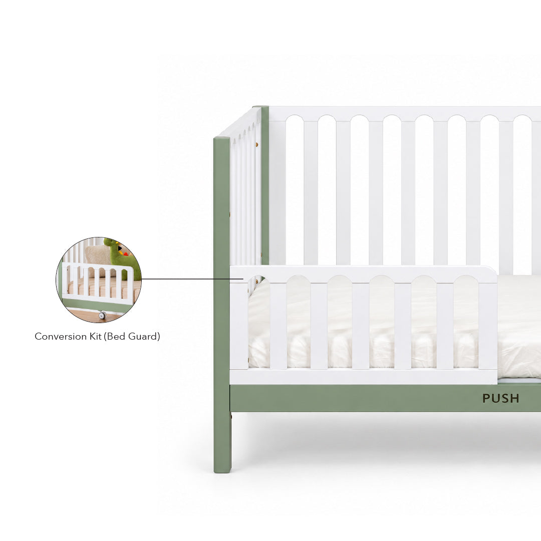 FUNBIES Jordon Baby Cot Set with Bed Guard Baby Cream